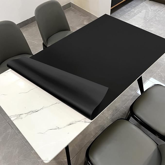 Zinkooat Table Protector Pad - 30x72 Inch Waterproof Easy to Clean Can Conceal Flaws Protector The Table Top from Scratches Used for Dining (Black+Black 30x72)