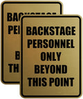 Portrait Round Backstage Personnel Only Beyond This Point Door or Wall Sign Easy Installation | Music | Concert | Festivals Sign (Brushed Gold) - Large (2 Pack)
