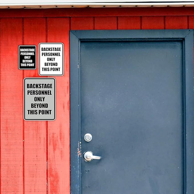 Portrait Round Backstage Personnel Only Beyond This Point Door or Wall Sign Easy Installation | Music | Concert | Festivals Sign (Navy Blue/White) - Large (5 Pack)