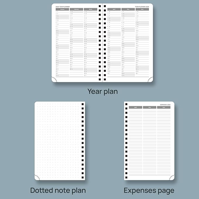 POPRUN Pocket 2026 Planner (Small Size- 4'' x 6.25'') Weekly and Monthly for Purse - Calendar 2026 (Jan. 2026 - Dec.2026) with Soft Cover, Plastic Ruler - Pacific Green