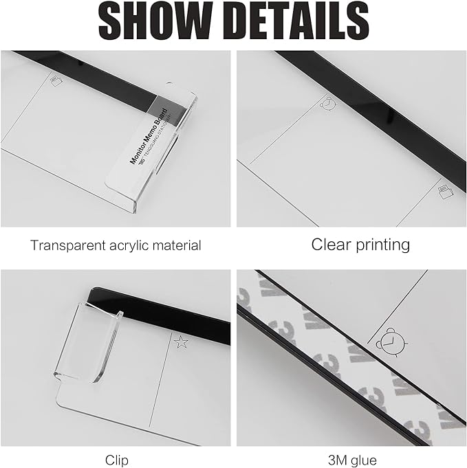 Office Desk Accessories 2pcs Multifunction Computer Monitor Memo Board - Office Supplies for Women Men Computer Sticky Note Holder Home Decor (Monitor Memo Board with Clip)