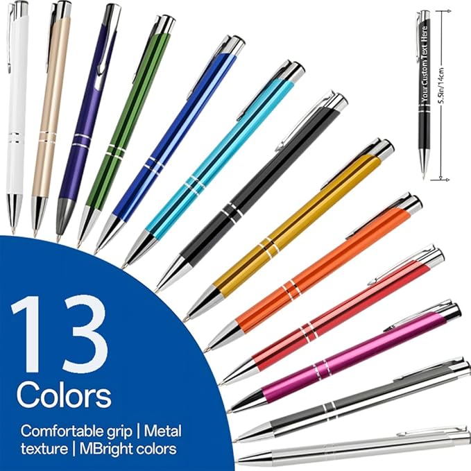 Yucold Customized ballpoint pens in bulk, personalized ballpoint pens with free engraving, for use in companies, enterprises, graduation anniversaries (Orange,26)