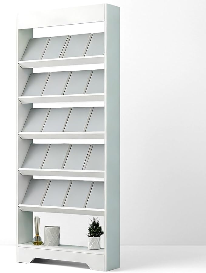 LHIUGE 6-Layer Brochure Display Rack,Freestanding Wooden Magazine Rack,Standing Literature Display Rack Brochure Holder for Home, Office, Retail Display