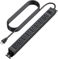 HHSOET Metal 360° Rotating Mountable Power Strip, 8 Outlet Gaming Table Mounted Long Power Strip, Heavy Duty Wall Mount Surge Protector with Switch, 15A 125V 1875W, 6ft Power Cord.(Black)