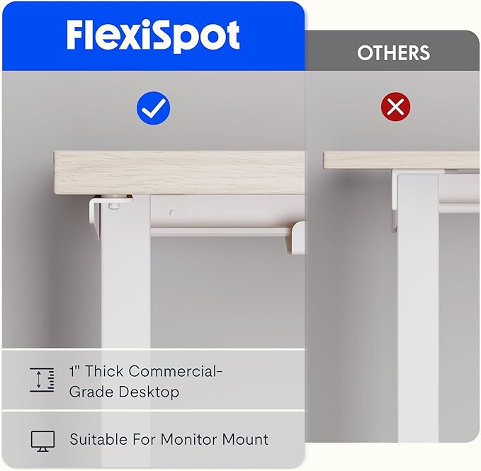 FLEXISPOT L Shaped Standing Desk, 71 x 63 Inch Electric Height Adjustable Corner Desk, Sit Stand Computer Workstation, Preset Controller, Home Office, White Frame with Maple Top