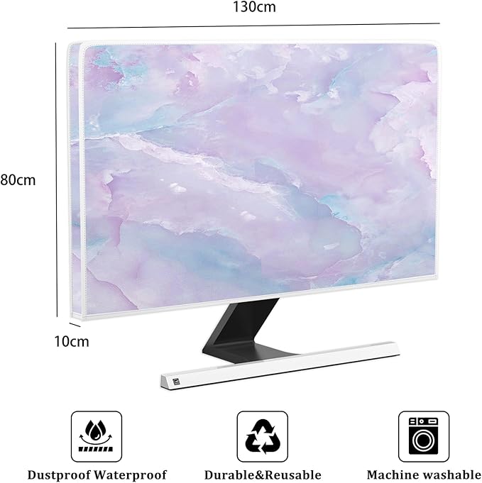 Baocicco Violet Marble Waterproof 55 Inch TV Dust Cover Anti-Static Dustproof Abstract Creative Desigen Television Accessories TV LCD Screen Texture TV Decoration for LED LCD OLED TVs