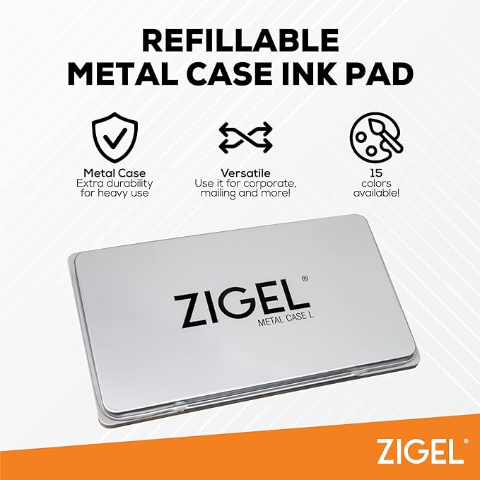 Metal Case Stamp Pad Large Size, Sky Blue Color - Size: 3" x 6" - Choose from 15 Ink Colors