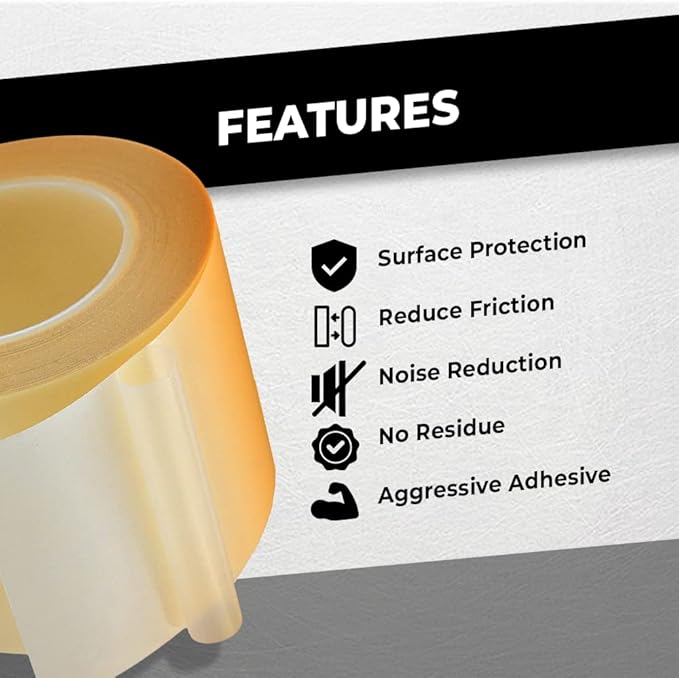 WOD SPT7A UHMW Polyethylene Transparent Film Slick Tape, 1 inch x 10 ft. Aggressive Adhesive - Ideal For Squeak Reduction, Drawers, and Bearings