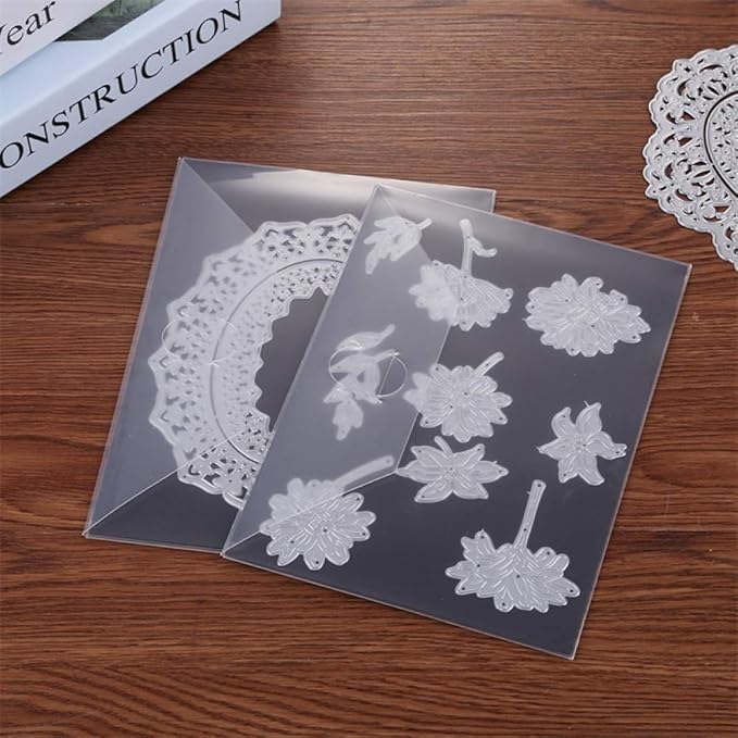 10 Pack Sturdy Clear Plastic Envelope Storage Pockets & 10Pack Rubber Soft Magnet Sheet for Cutting Dies Stencil Crafting Die Cuts Stamps Storage Sets Great for Stamper Crafter Porjects 0.5mm