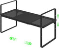 SOFRON Expandable Cabinet Organizer Shelf, Stackable Shelf Riser for Small Kitchen Pantry Desk Cupboard Tabletop Countertop Home Office, Heavy Duty, Black Small 1 Pack