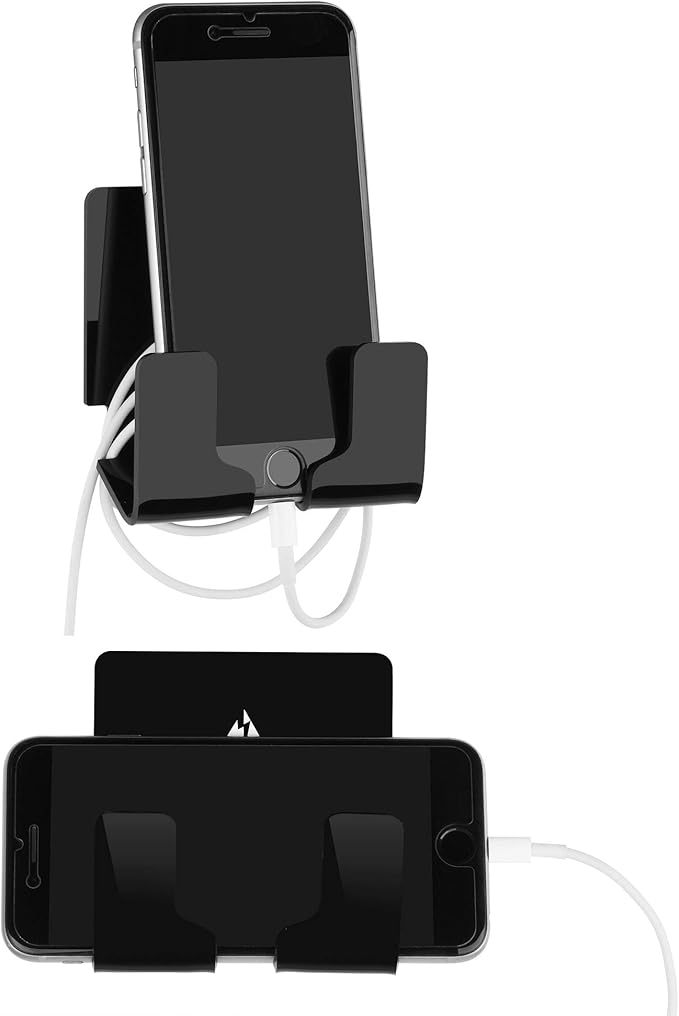 TXEsign Adhesive Wall Phone Holder Mount for Smartphones iPhone External Battery Wall Holder Mount (Black)