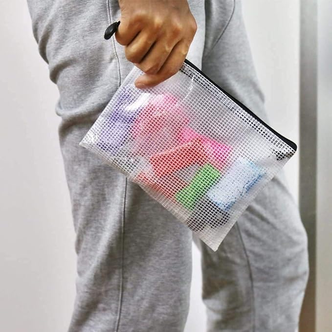 Oaimyy-18PCS-12 x 16 Inches-Mesh Zipper Pouch, Plastic Zip File Folders Puzzle Bags for Organizing,for Office Supplies,Travel,Home Storage-Black, 12"x 16"