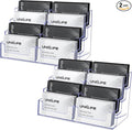 Uniclife 2 Pack Acrylic Business Card Holder for Desk 8 Slots Clear Business Card Display Stand for Men & Women Desktop Business Card Organizer Card Stand for Office Home Exhibition, 480 Card Capacity