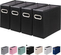 ComfortKeeper 4 Packs Letter Size File Organizer, File Folders Organizer, Fabric Storage Box, Collapsible Paper Organizer with Metal Handle, Smooth PVC Rails, Only Box (Black)