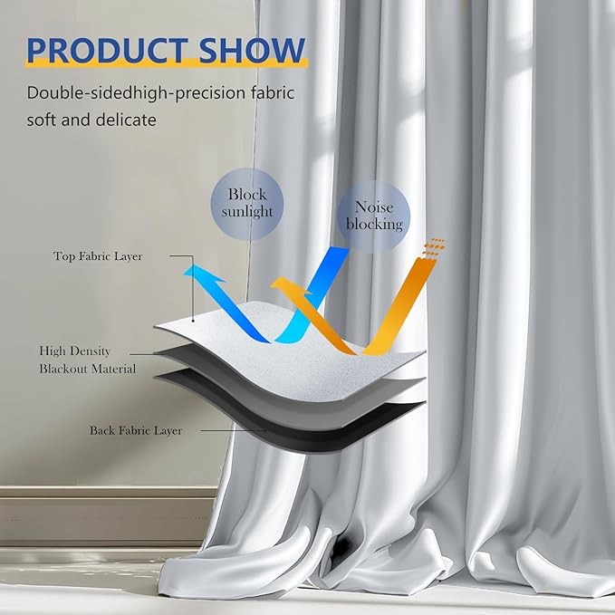 Cbsroro Room Divider Blackout Curtain Track Curtains Wall Dividers Panels Screen for Living Rooms Bedroom Office Privacy Partition Separation, W100 × L84 Inch,1 Panel, White
