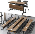 Foldable Conference Table,Modern Mobile Meeting Table with Silent Wheels,Rolling Training Room Tables,Easy to Move,Modular Conference Room Tables Folding Seminar Tables for Office,Classroom (6pack)
