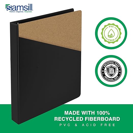Samsill 1.5 Inch 3 Ring Binders, Made in USA, Economy Round Ring, Clear View Cover, 325 Sheet Capacity - for School, Home, Office - Black, 6 Pack