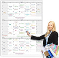 Dry Erase Vertical Three Month Laminated jumbo Wall Calendar, 46 x 63, Huge quarterly Laminated Erasable White Board, Giant 90 day Family Whiteboard Schedule Planner, Large Multi Month Reusable