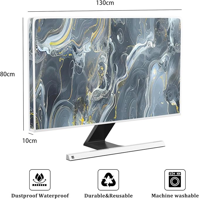 Baocicco Gray Gold Marble Waterproof 55 Inch TV Dust Cover Anti-Static Dustproof Protective Aesthetic Texture Screen TV Covers Full Body Cover for Television Screen Desktop PC LED LCD OLED