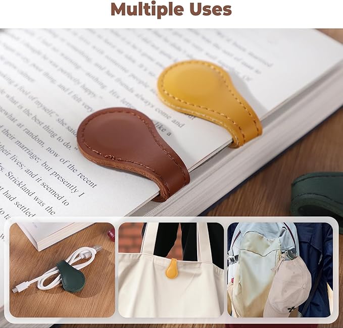 Personalized Magnetic Leather Bookmark, 26 Letters Custom Leather Bookmarks, Handmade, Leather Magnetic Bookmark for Book Lovers Readers Women Kid(Blue，S）