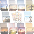 TaoBary 160 Pcs Stationery Paper Set 50 Double Sided Stationery Papers with 50 Matching Envelopes and 60 Round Dot Sticker, 10 Design(Religious Letter with Cross,5.5 x 8.25 Inch)