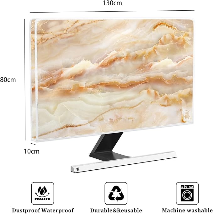 Baocicco Abstract Waterproof TV Screen Cover with Marble Design Aesthetic Television Covers for Xmas Decoration Anti-Static Dustproof Protective Cover for LED LCD OLED TVs 55 Inch