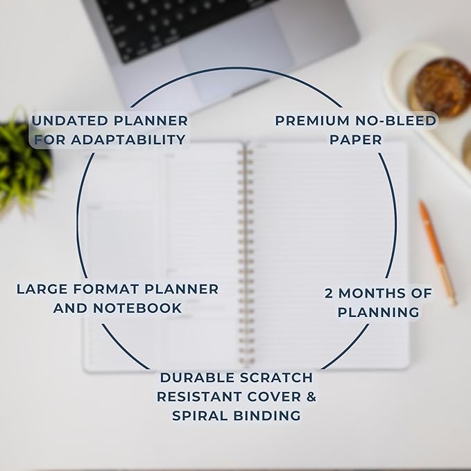 Merely Home | Durable & Sleek | Undated Daily and Weekly Planner | 8.25" x 11.75" | To Do List Notebook for Work | Simple Design | Multiple Layouts | Planner and Notebook in One (Rust, Daily Planner - Portrait)