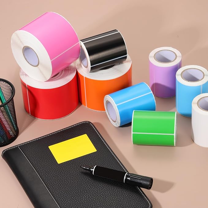 PATIKIL 2 x 3 Inch Rectangle Inventory Color Coding Labels 2 Roll, Square Self-Adhesive Inventory Label Stickers for Office Home Organization Name Tags, 250 Per Roll, Pink