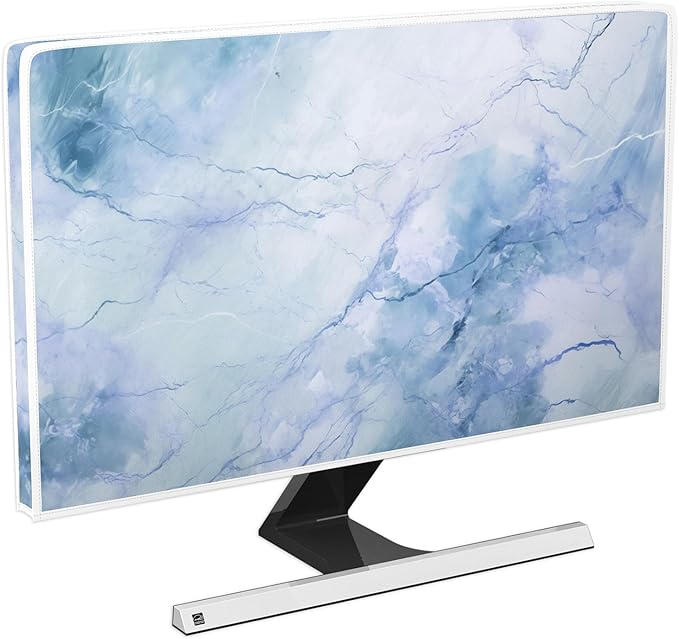 Baocicco Fashion Haze Blue Marble Screen TV Cover Cover 55 Inch Waterproof Full Body Covers for TV Display Screen Weatherproof Television Sleeve Compatible with Television LED LCD OLED TV