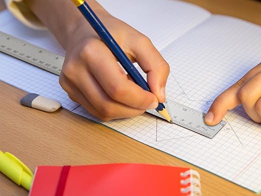 Metal Ruler with Cork Backing, 6+12+18 Inch Stainless Steel Rulers 6 Inch 12 Inch 18 inch Metal Ruler - Imperial and Metric - Non-Slip Prevent Ink Leakage - for School Office Engineering Tools