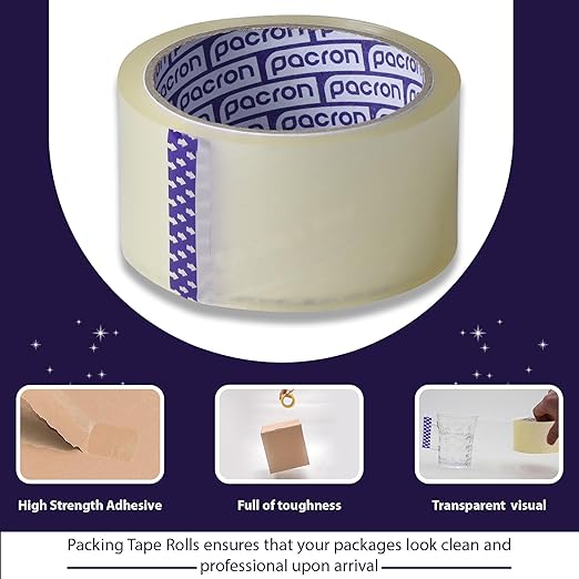 Clear Packing Tape - 6 Heavy-Duty Wrapping Tape - 110-Yard Length, 660 Total Yards 2.88-Inch Wide Strong Adhesive Rolls for Moving Boxes, Office Packaging, Storage Organization & Warehouse Shipping