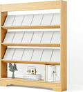 LHIUGE 4-Layer Brochure Display Rack,Freestanding Wooden Magazine Rack,Standing Literature Display Rack Brochure Holder for Home, Office, Retail Display