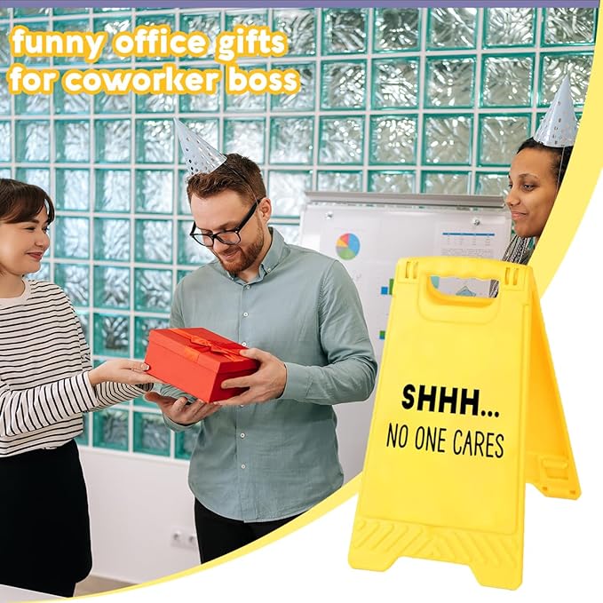 Funny Office Desk Accessories,Office Cubicle Decor,Desk Decor,Phone Holder Mirror Acrylic Table Signs， Team Humorous Gag Gifts for Coworker Supervisor Leader Designer Cashier Manager (No One Cares )