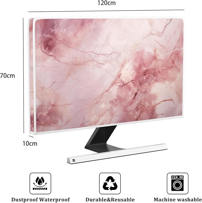 Baocicco Fashion Pink Marble Waterproof Television Cover 50, 51, 52 Inch Full Body Covers for Television Screen Panel Case Computer Sleeve Compatible with PC, Desktop and TV LED LCD OLED