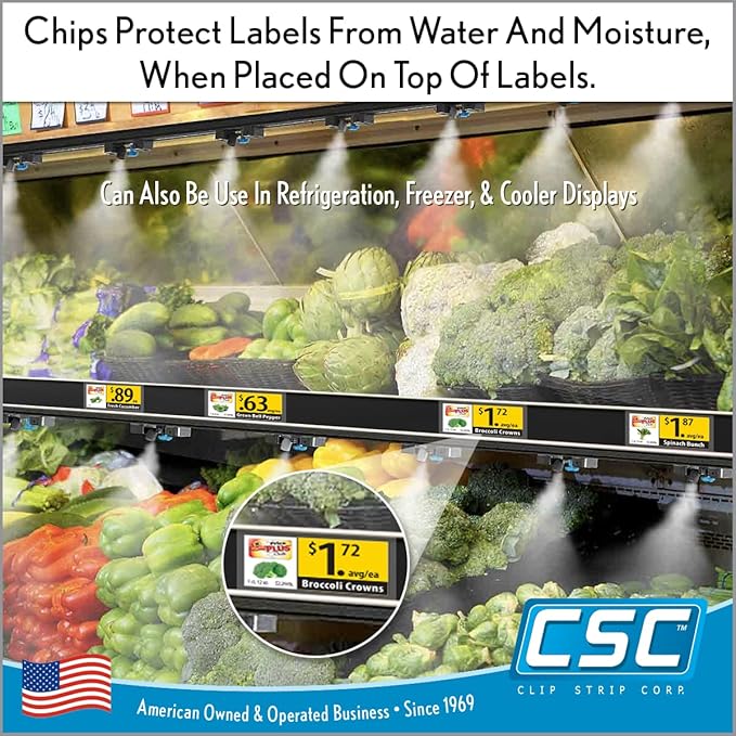 Clip Strip Corp. Price/Data Channel Label Holder Chips, Clear Plastic Tags, 4" L x 1.25" H, 7.5 Mil Thick, Gondola Shelf Edge, Reusable, Made for Point of Purchase Shelf Molding (500)