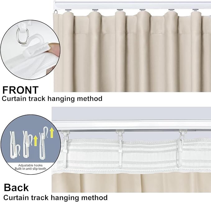 Cbsroro Room Divider Blackout Curtain Track Curtains Wall Dividers Panels Screen for Living Rooms Bedroom Office Privacy Partition Separation, W180 × L96 Inch,1 Panel, Beige