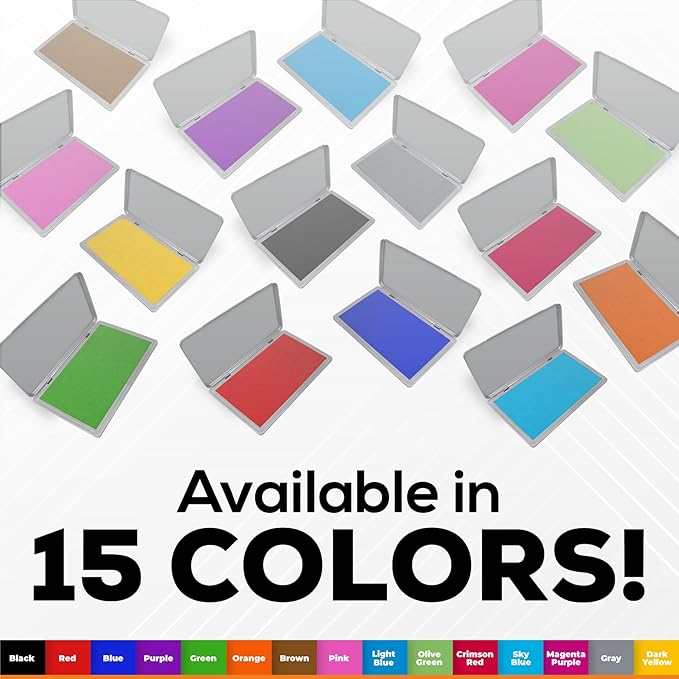 2 Pack Metal Case Stamp Pad Large Size, Olive Green Color - Size: 3" x 6" - Choose from 15 Ink Colors