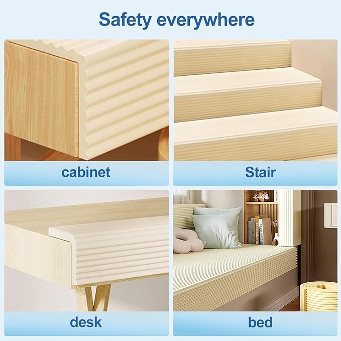 Edge Protector,Baby Proofing Baby Edge Protector Strip Safety,Soft Rubber Foam Padding,Edge Corner Guards Protector Corner Edge Bumpers for Furniture (White, 16.4Ft x 3.93" W x 0.4" Th)