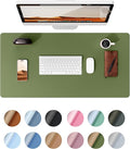 YSAGi Leather Desk Protector, Office Mat, Large Mouse Mat, Non-Slip PU Leather Blotter, Laptop Pad, Waterproof Writing Pad for Office and Home (Green, 35.4" x 17")