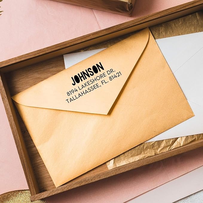 Self Inking Modern Address Stamps | Custom Return Address Stamper (Colorblock, Medium)