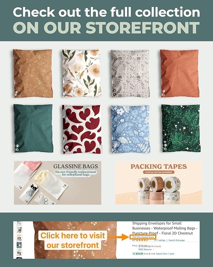 Poly Mailers 6 x 9 Inch - 100 pack Biodegradable Shipping Bags for Stationery and Small Accessories - Impack Self-Seal Waterproof Thick Mailing Envelope for Small Items - Golden Pencil Floral