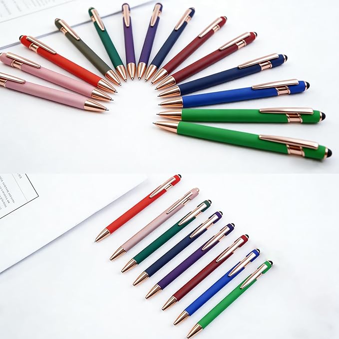 CRME 10 Colore Inspirational Pens Set Laser Engraving Every Pen has Different Quotes 2 IN 1 Stylus Pen Design no Need to Charge Smooth Writing Positive Affirmation Gifts for People Around You