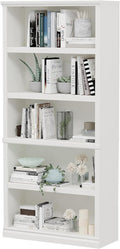 Bevfint 70-Inch Tall White Bookcase, 5 Tiers Shelves Open Storage Bookshelf, 33 in Wide Anti Tipping Indoor Furniture, Book Cases for Home Library Office Bedroom School