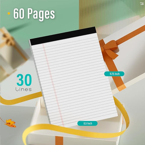 12 Pack Legal Pads 8.5 x 11 Note Pads 8.5 x 11 Inch Notepad 360 Sheets Writing Pads Wide Ruled Lined Paper Pads White Paper Note Pads 8.5 x 11 with 30 Sheets Per Legal Pad for School, Office, Home
