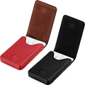 Outus 2 Pieces Business Card Holder, PU Leather Business Card Case Pocket Wallet with Magnetic Shut for Valentines Gift Men Women(Black and Red,Classic)