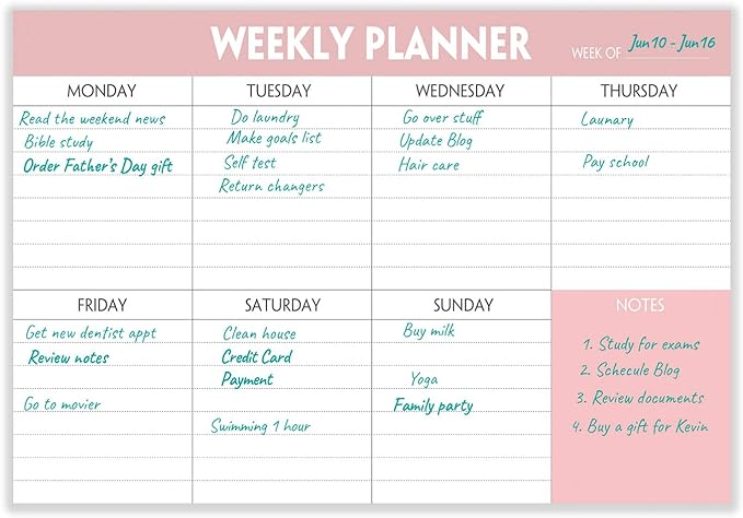 Weekly Planning Pad - Tear Off To Do List Pad with Daily Schedule & Calendar, 52 Sheets, 100gsm Paper, Undated Weekly Planning Notepad, 6x9 in