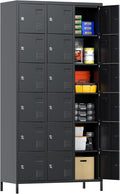 SUPEER Metal Lockers for Employees with 18 Doors, Metal Locker with Lock for School Garage Office Gym Home,Assembly Required,Black
