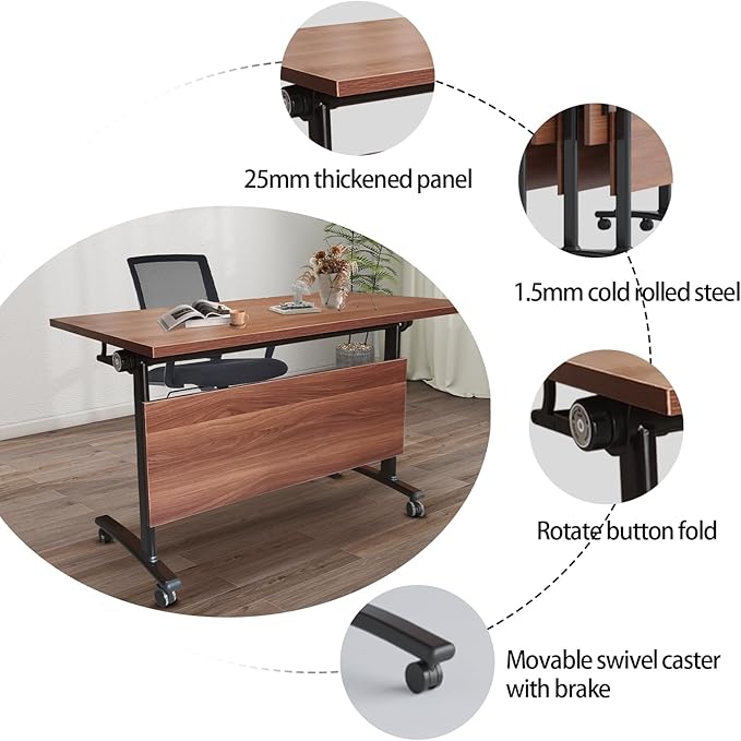 czxhaery Conference Room Table,Flip Top Conference Table The Folding Conference Table with Silent Wheels is Convenient and Fast,Mobile Training Table (4pack 160 * 60 * 75)