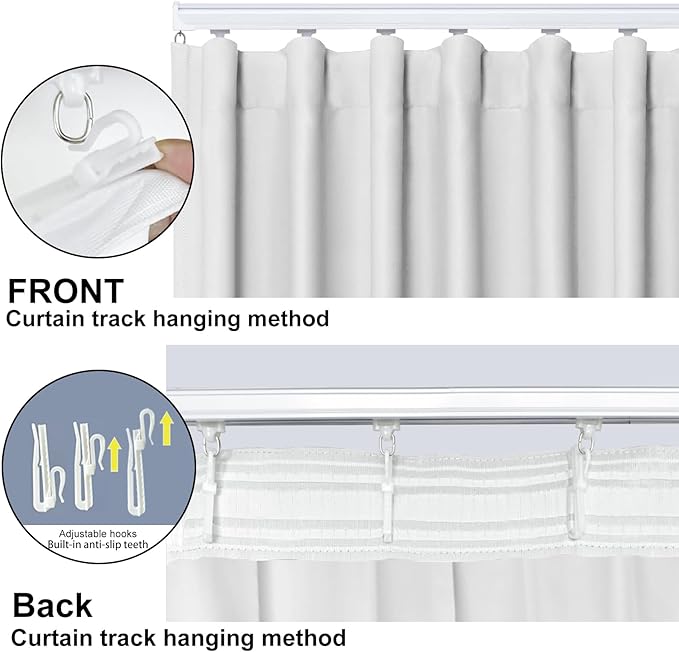 cbsroro Room Divider Blackout Curtain Track Curtains Wall Dividers Panels Screen for Living Rooms Bedroom Office Privacy Partition Separation, W100 × L108 Inch,1 Panel, White