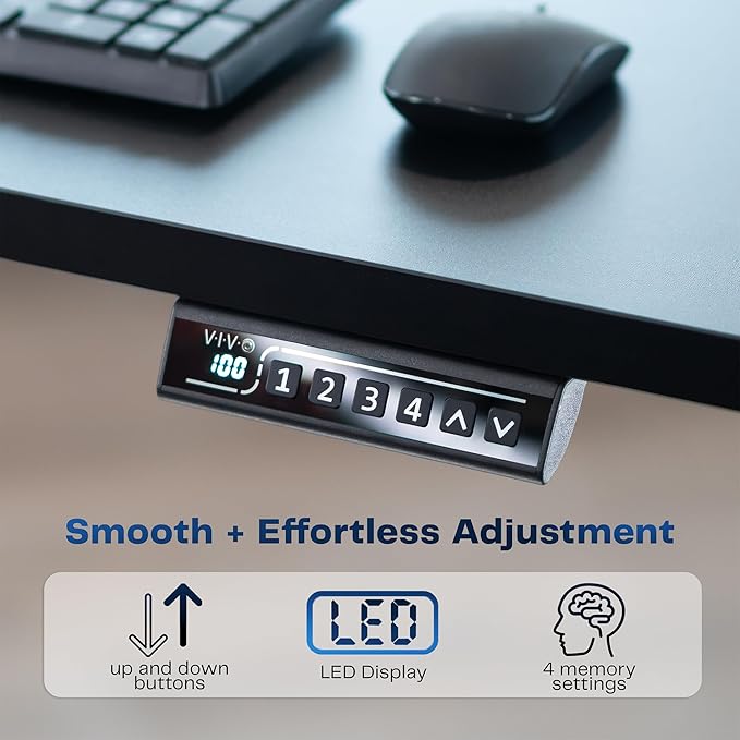 VIVO Electric 48 x 30 in Standing Desk, Memory Height Adjustment, 1B Series, Holds 220 lbs, One-Piece Dark Gray Top, Gray Frame, DESK-KIT-1G5G